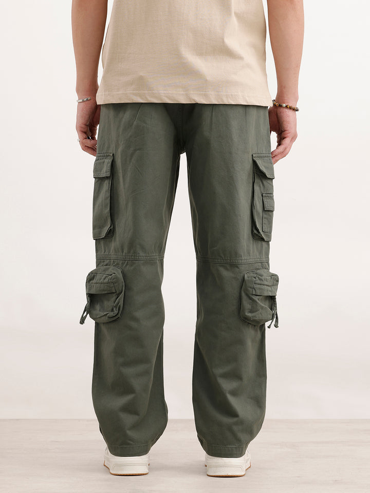 Loose Fit Cargo Trousers  | Olive
