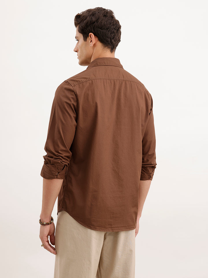 Solid Regular Fit Shirt | Brown