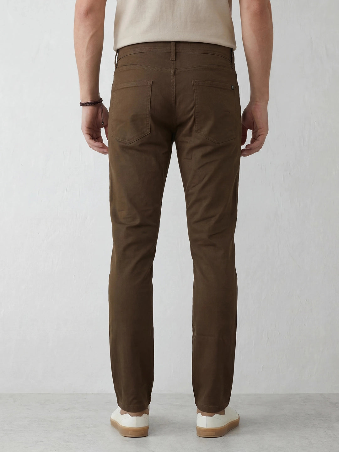 Solid Slim Fit Trouser | Brown