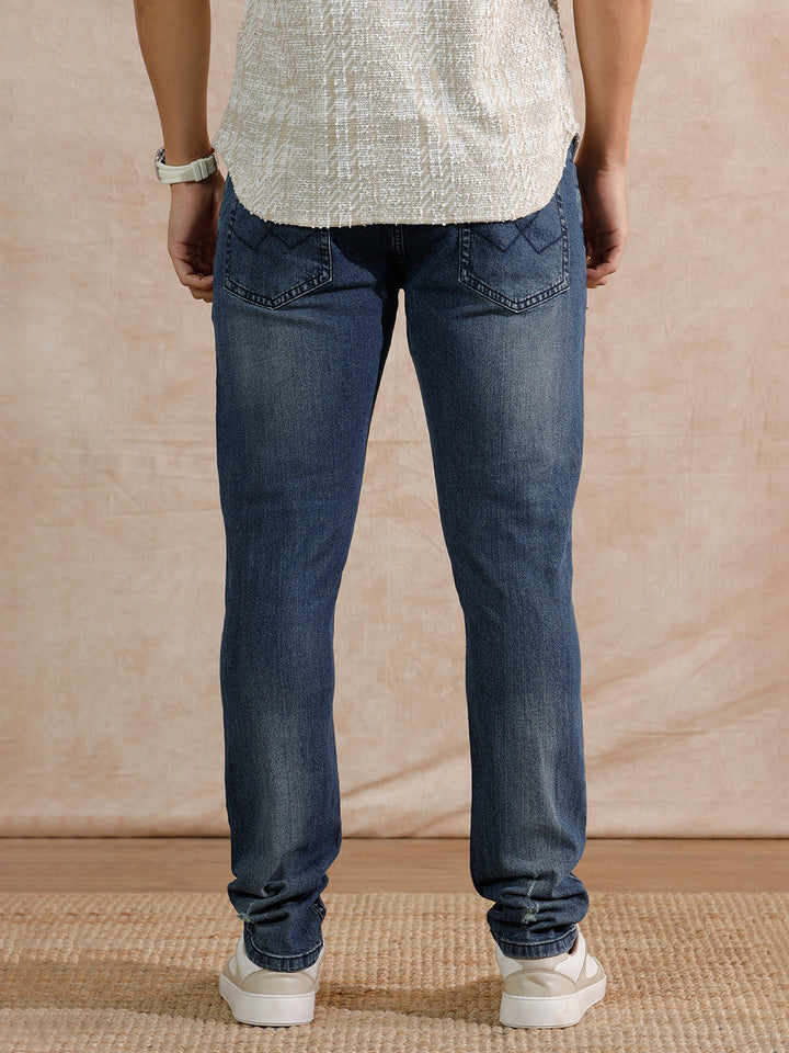Solid Heavy Fade Slim Fit Jeans | Blue