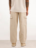 Solid Loose Fit Cargo Trouser | Beige
