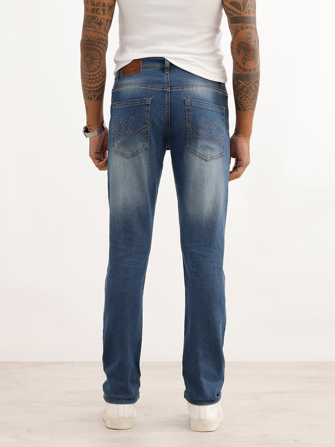 Faded Straight Fit Denim Jeans | Blue
