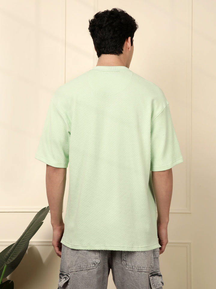 Textured Oversized Polo T-Shirt | Green