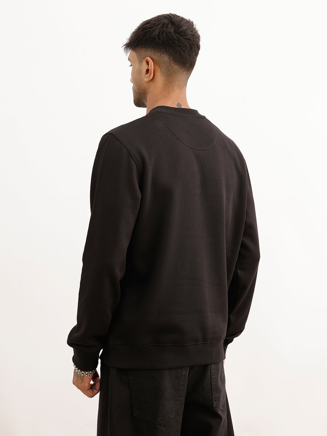 Regular Fit Foil Printed Sweatshirt | Black
