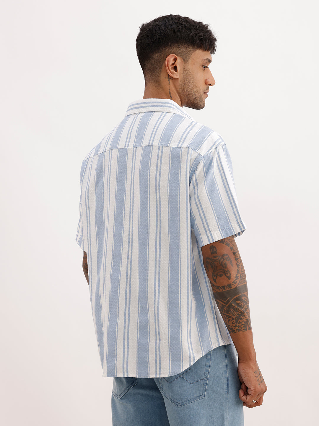 Classic Textured Stripe Shirt | Blue