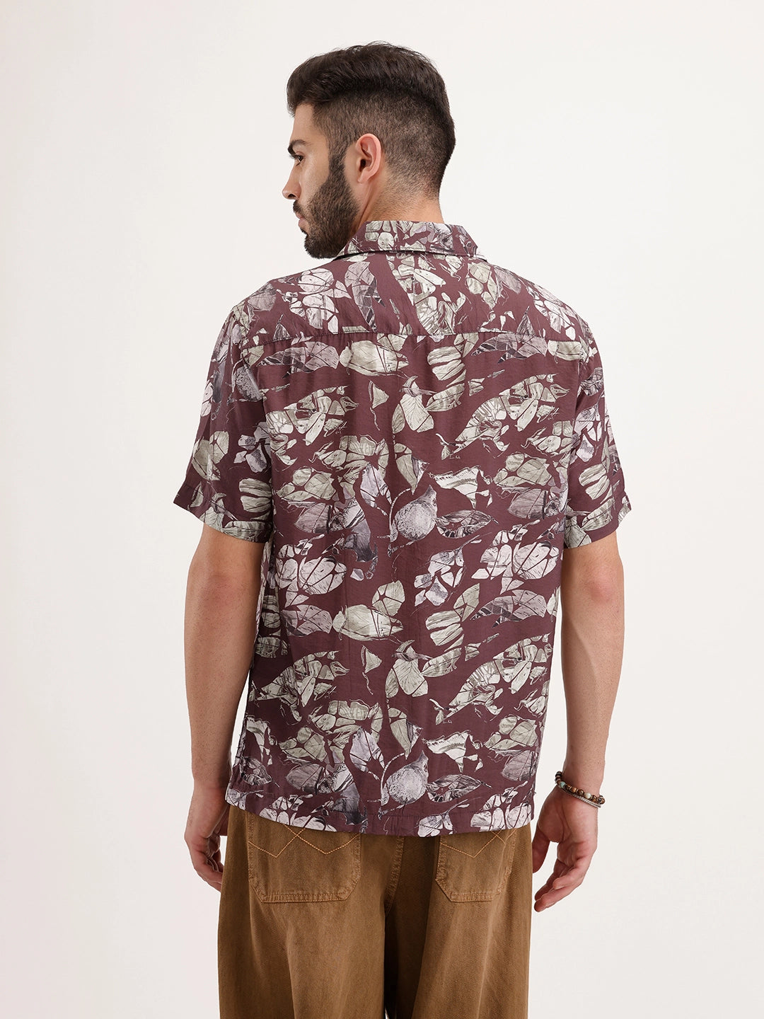Regular Fit AOP Half Sleeve Shirt | Maroon