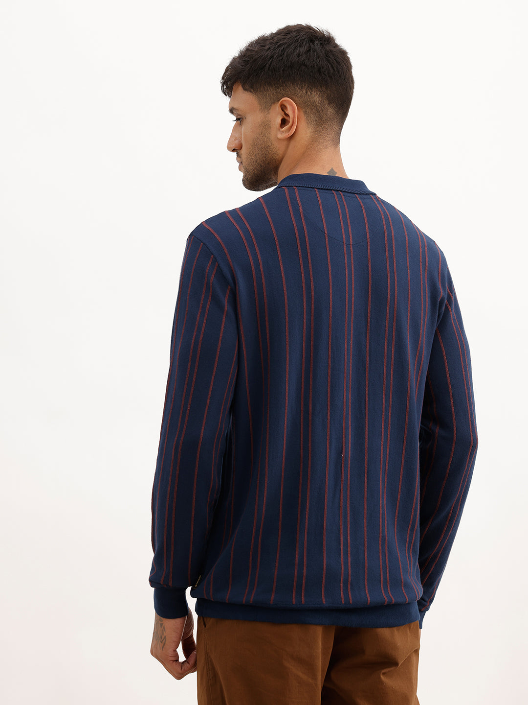 Slim Fit Flatknit Full Sleeve Polo T-Shirt | Navy Blue | WPT02FSSL1256S