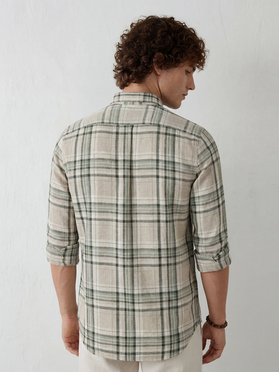 Classic Regular Fit Checkered Shirt | Beige