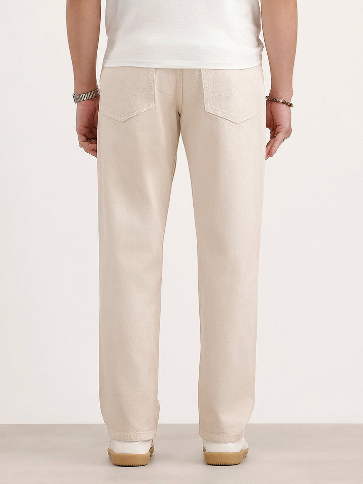 Loose Fit Denim Jeans | Beige
