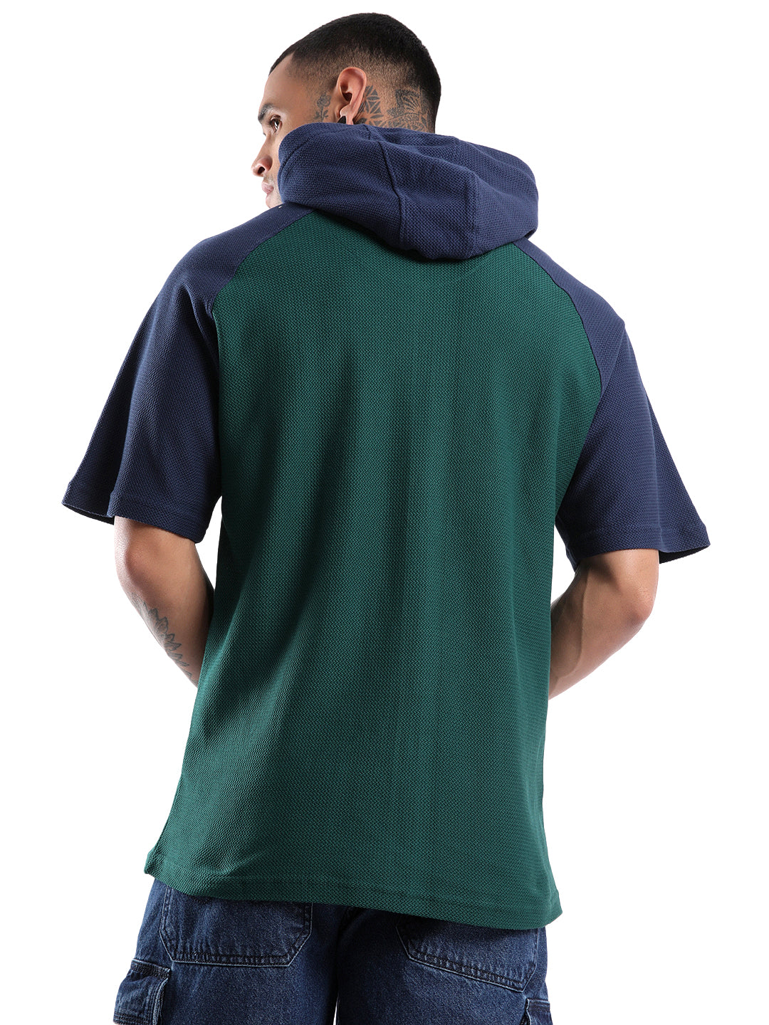 Teal Hooded Oversized T-Shirt