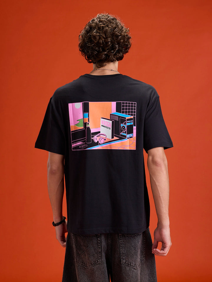 Men’s Oversized Bold Graphic Tee | Black