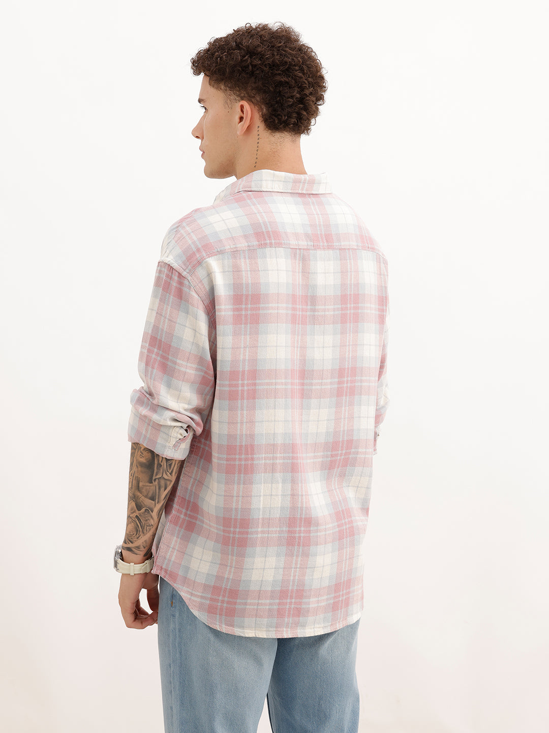 Classic Oversized Fit Checkered Shirt | Pink | WRSH1010M