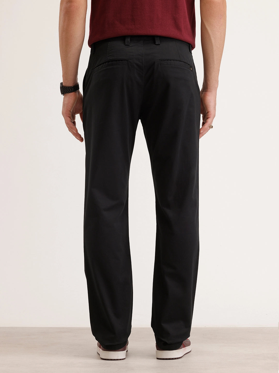 Solid Straight Fit Trouser | Black