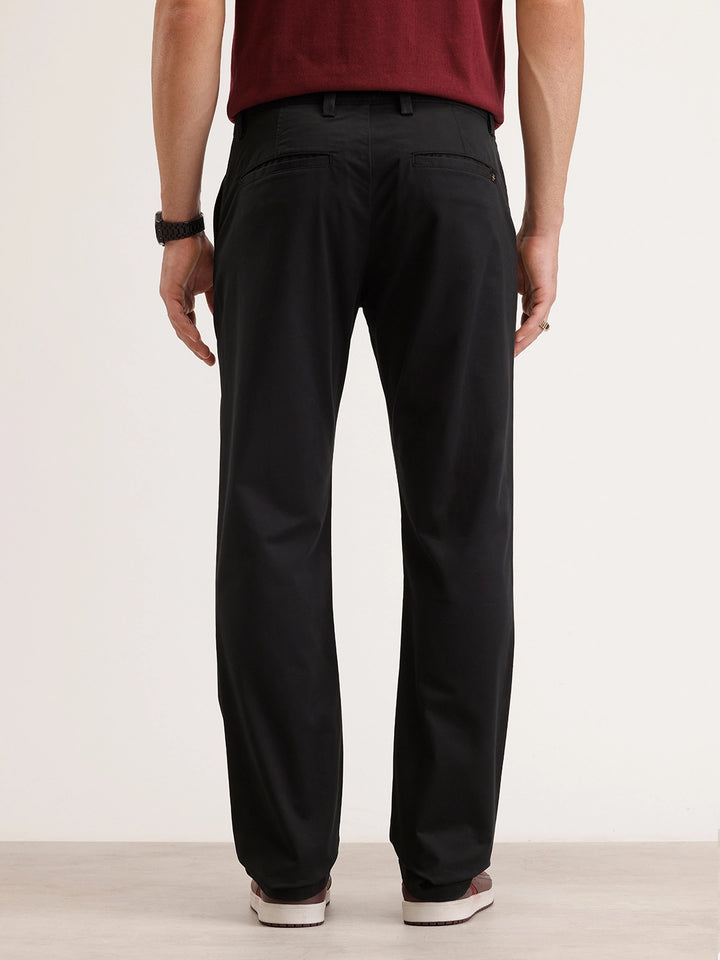 Solid Straight Fit Trouser | Black