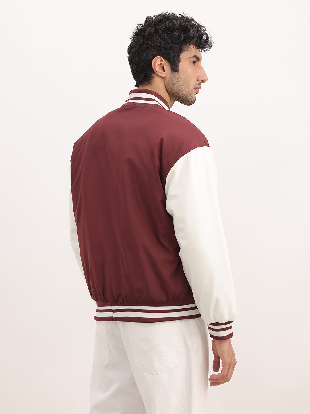 Relaxed Fit Bomber Jacket | Maroon