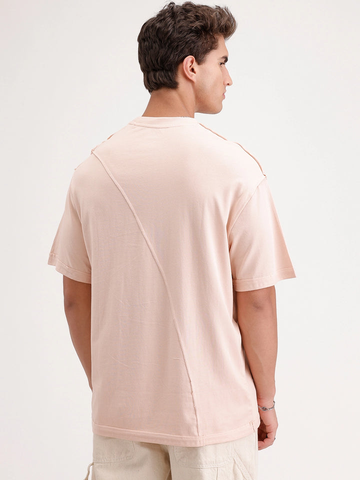 Solid Oversized Cut & Sew T-Shirt | Pink