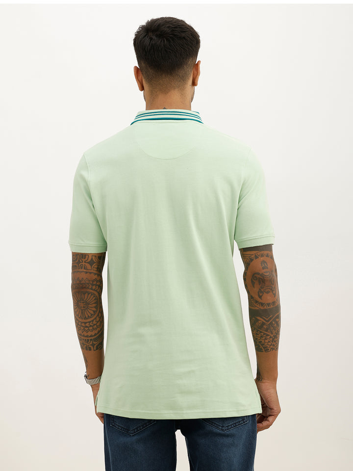 Classic Slim Fit Tipping Collar Polo T-Shirt | Light Green