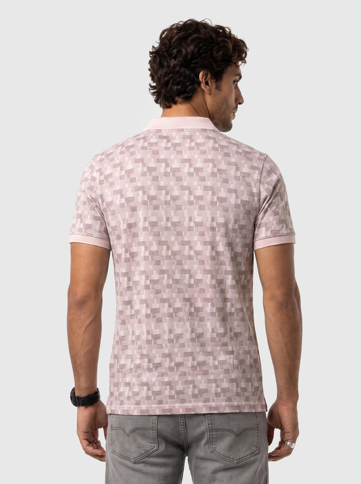 Classic Placement Printed Polo T-Shirt | Pink