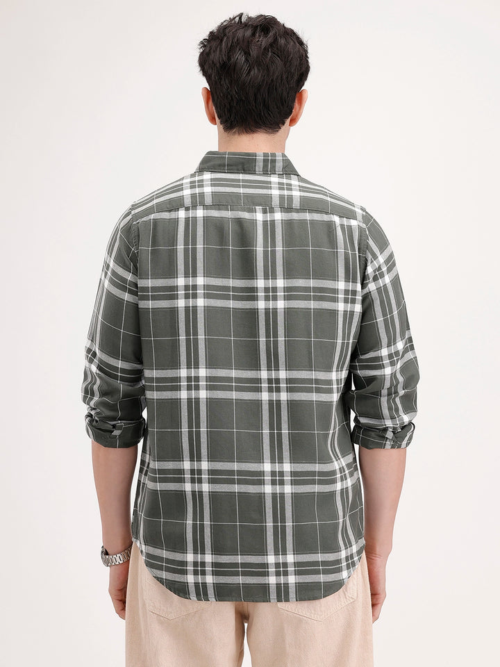 Regular Fit Checkered Shirt | Green