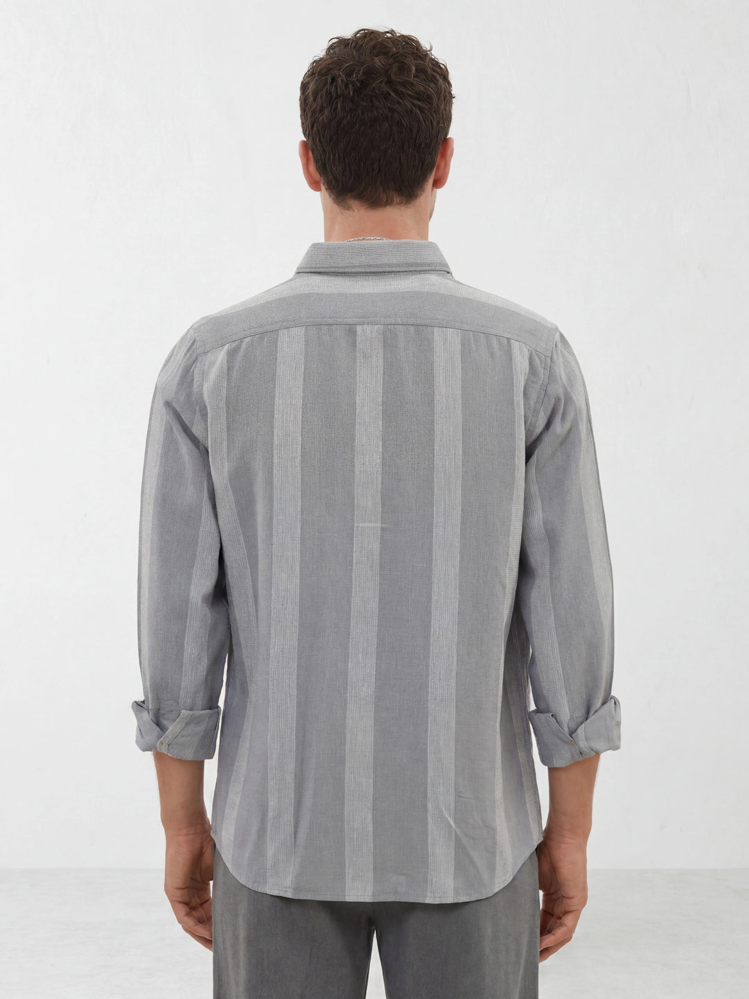 Comfort Fit Striped Shirt | Grey