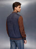 Two-tone suede finish jacket | Navy Blue