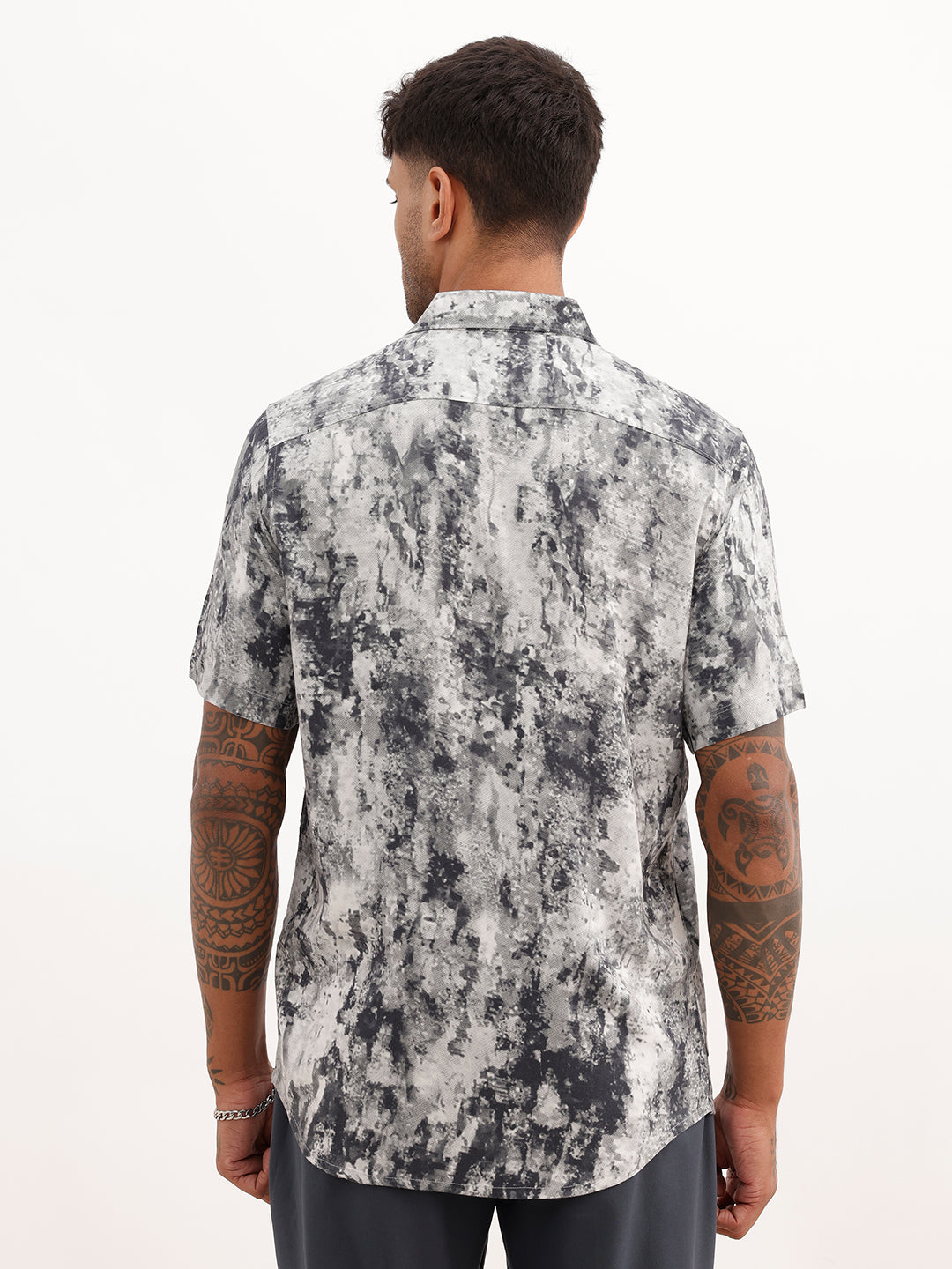 Slim Fit AOP Half Sleeve Shirt | White | WSH02HSSL0167S