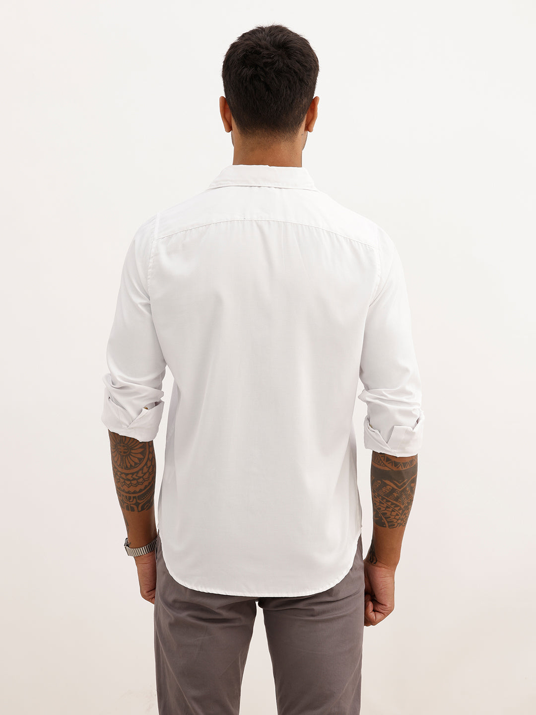 Regular Fit Textured Full Sleeve Shirt | White | WWSH9183F