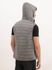 Slim Fit Cut Off Sleeve Hooded Puffer Jacker | Silver