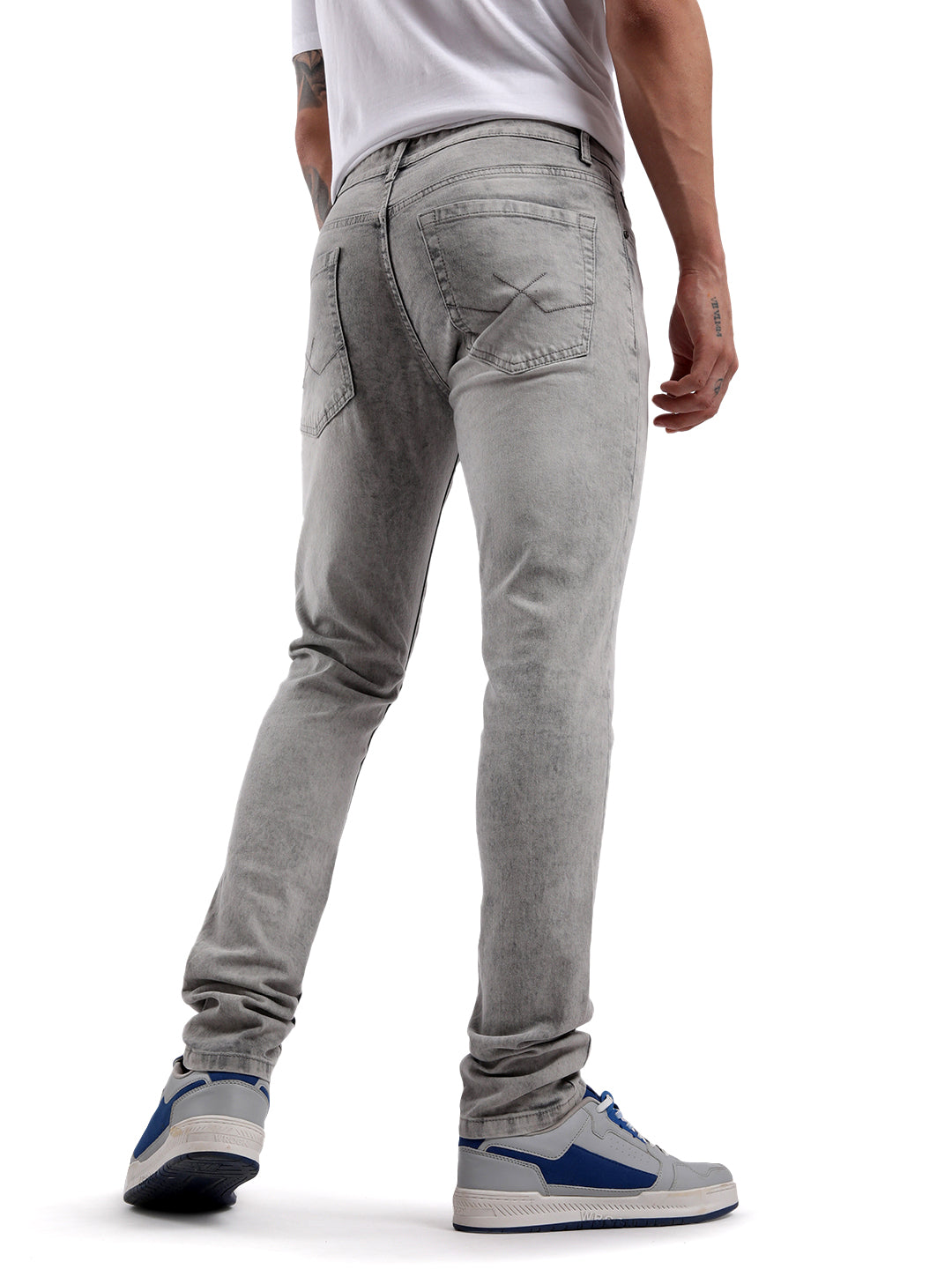 Light Grey High Low Effect Jeans