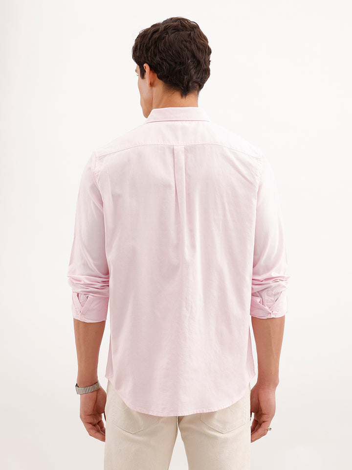 Soild Slim Fit 100% Cotton Shirt  | Pink