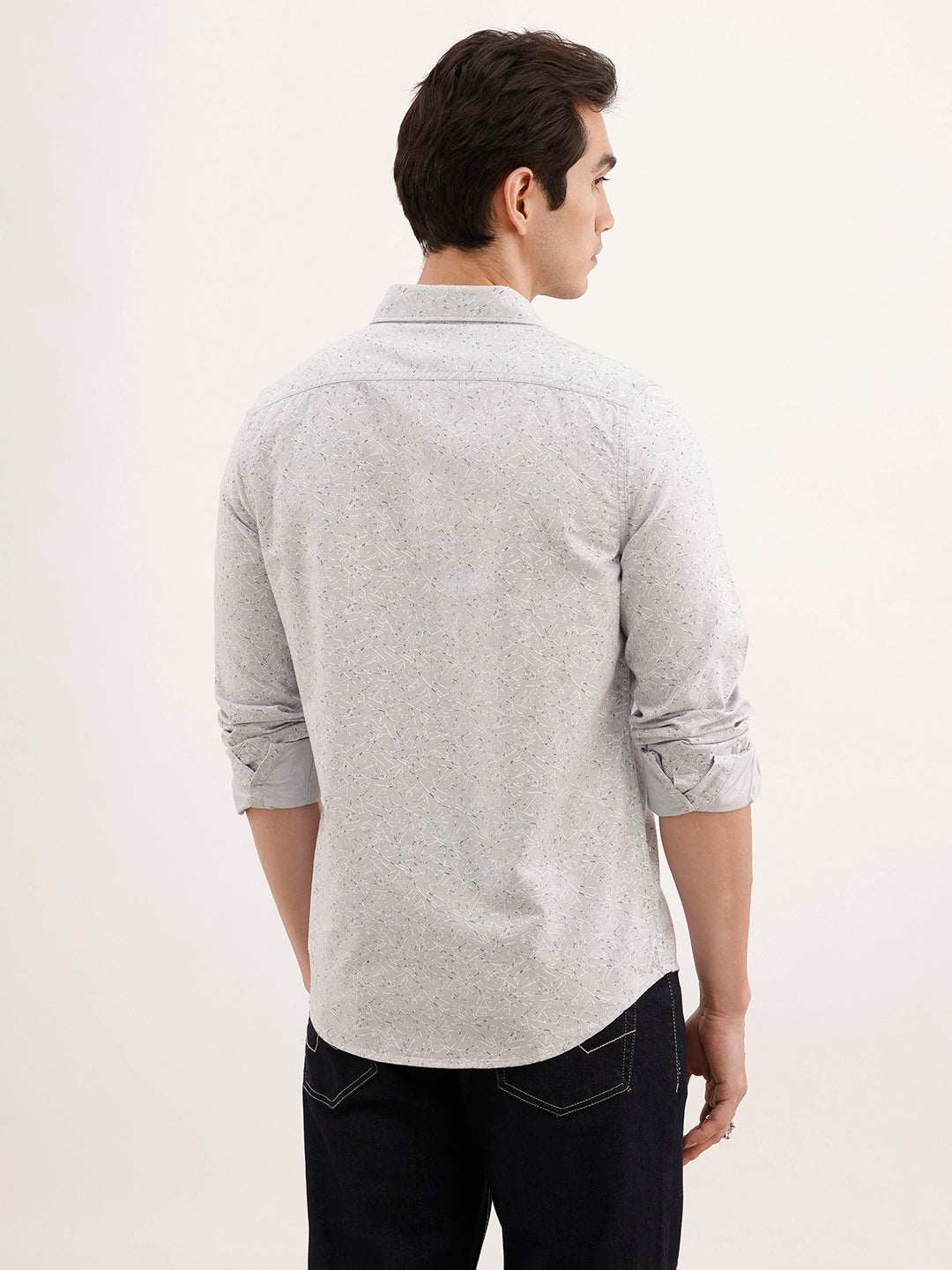 Regular Fit AOP Full Sleeved Shirt | Grey