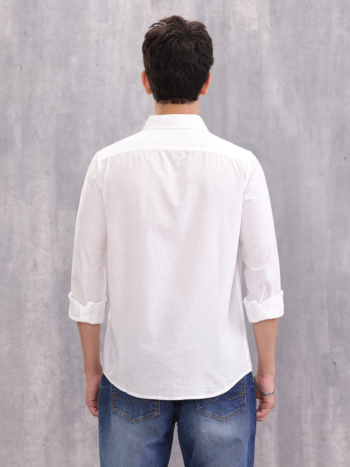 100% Cotton Classic Full Sleeve Shirt I White