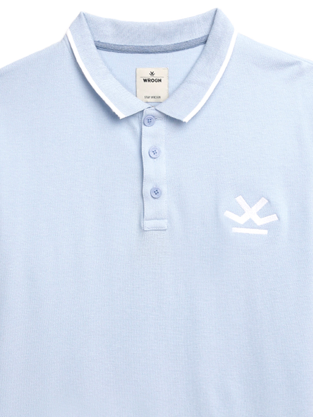 Solid Blue Logo Embroidered Polo T-Shirt