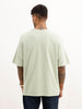 Oversized Contrast Stitch Textured T-Shirt | Light Green
