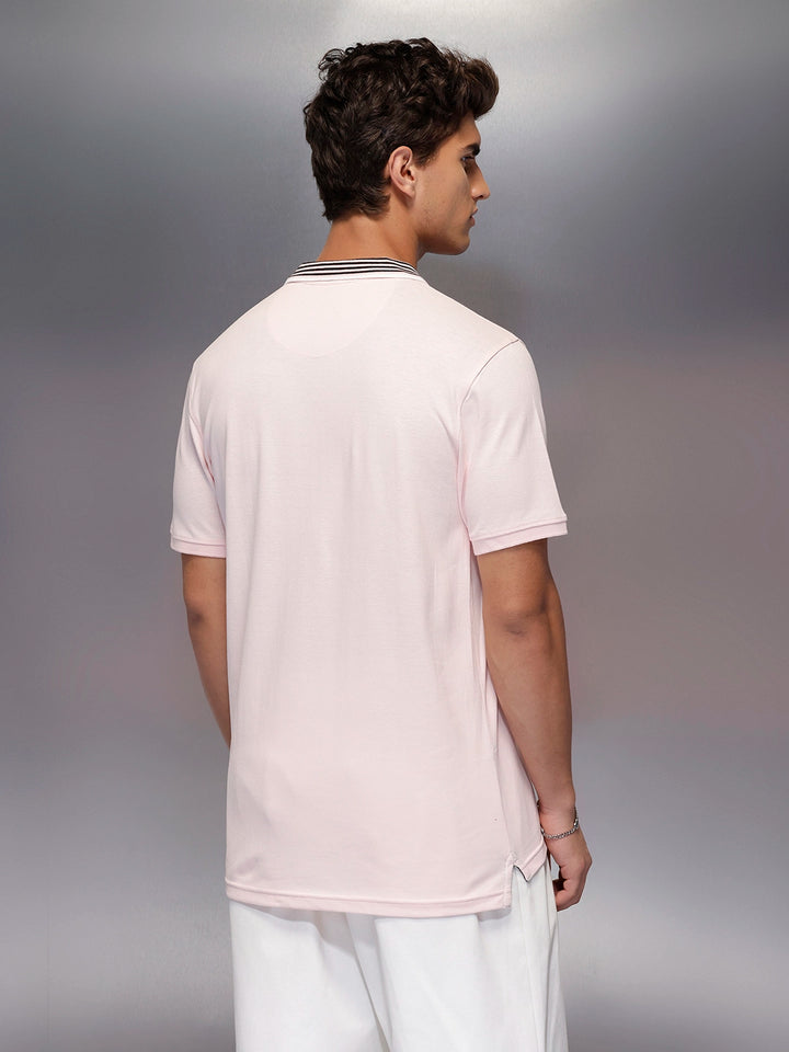 Classic Tipping Collar Polo T-Shirt   |  Pink