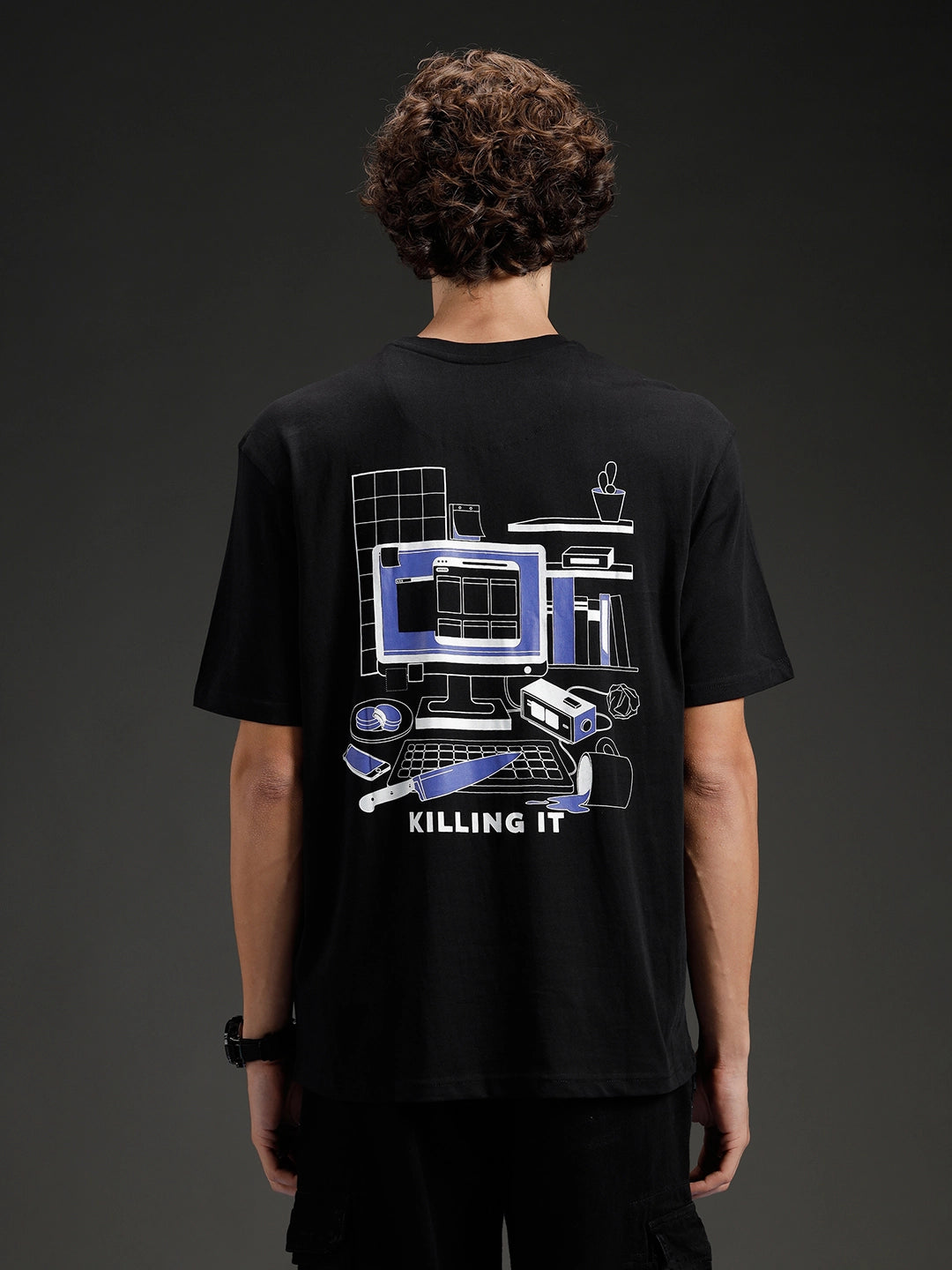 Men's Oversized Graphic Print T-shirt | Black