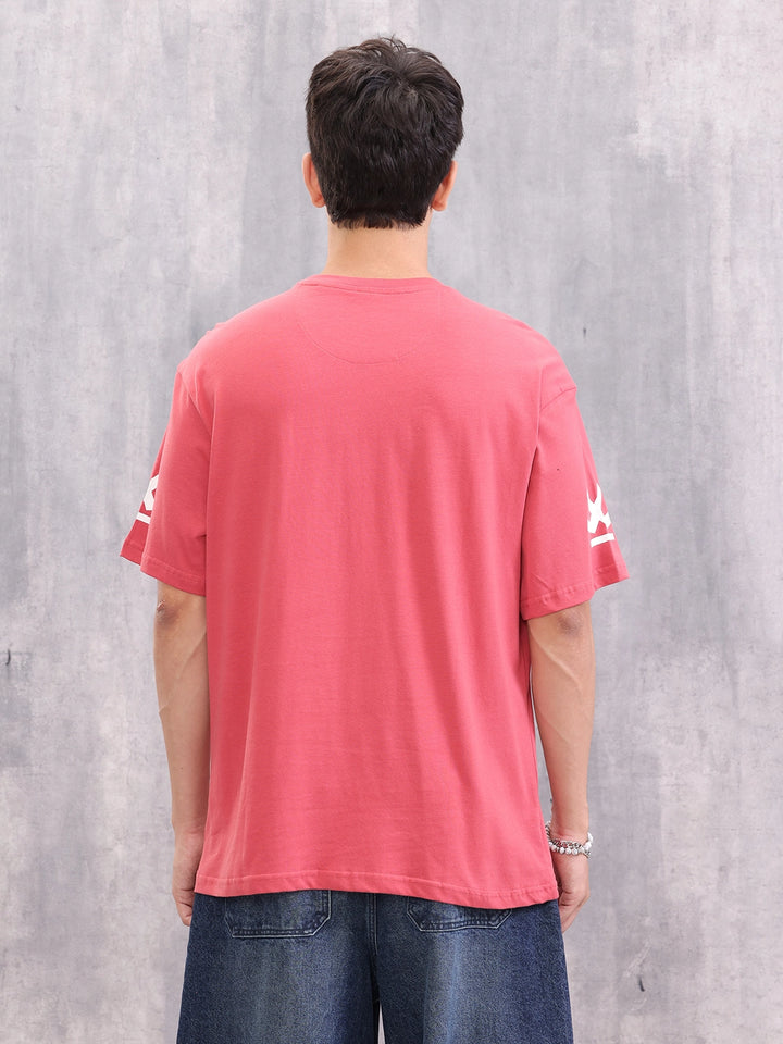 Wrogn Typo Printed Oversized Fit T-shirt | Red