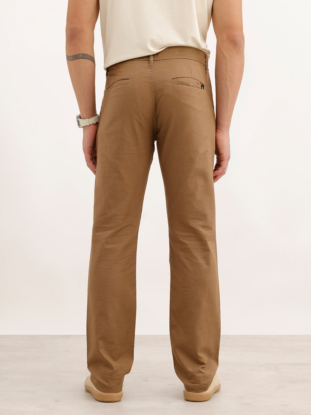 Solid Straight Fit Trouser | Khaki