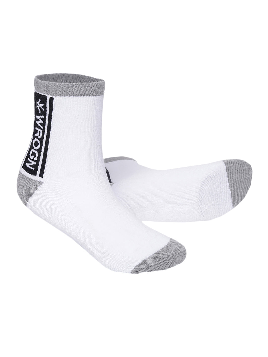 Printed Ease White & Grey Ankle Socks Pack of 2