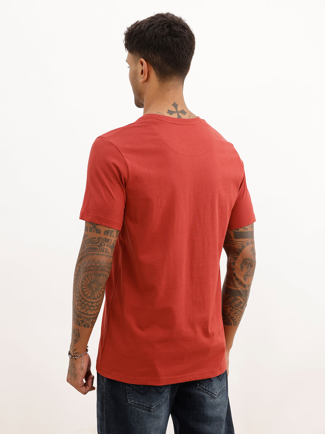 Slim Fit Embroidered Patch Detail T-Shirt | Red | WTS02HSSL1581S