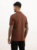 Mandarin Collar Polo T-Shirt | Brown | WSTS1631M