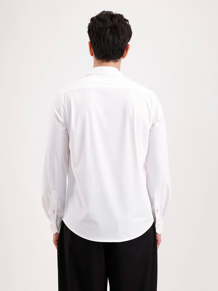 Solid Slim Fit Full Sleeve Shirt  | White