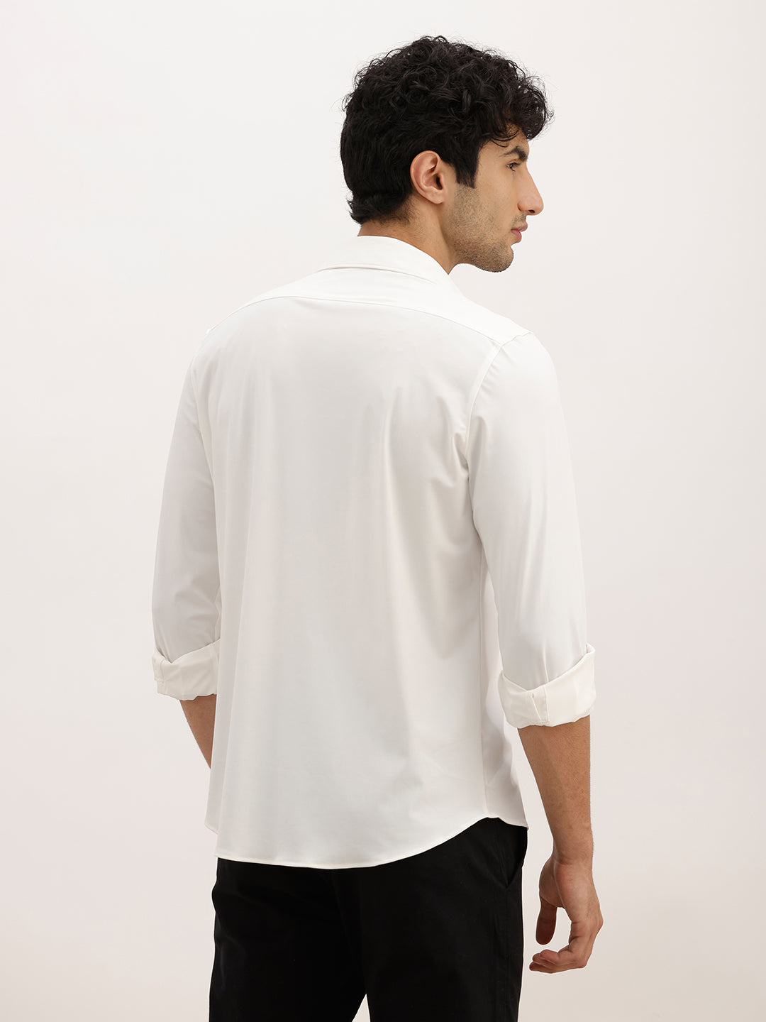 Solid Slim Fit Performance Stretch Shirt | White