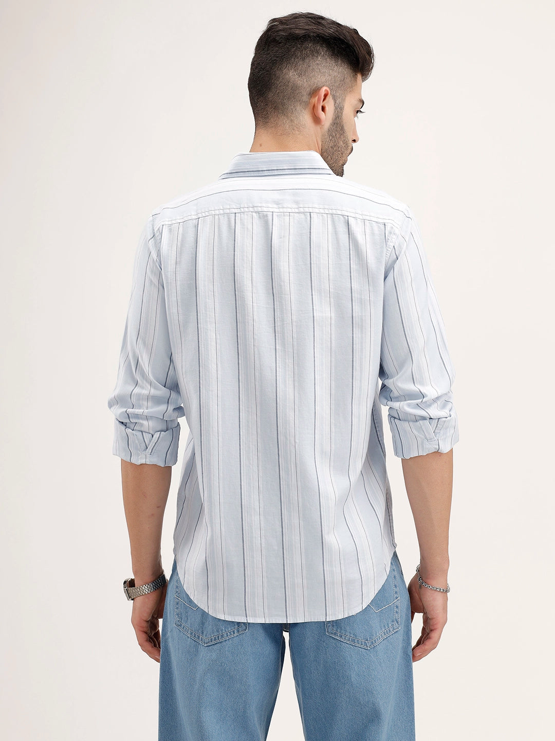Classic Regular Fit Striped Shirt | Blue