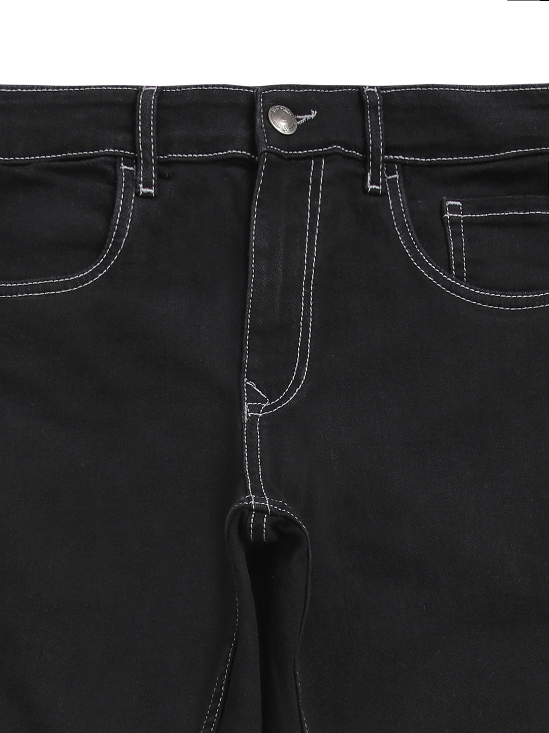 Casual Solid Black Slim Fit Jeans