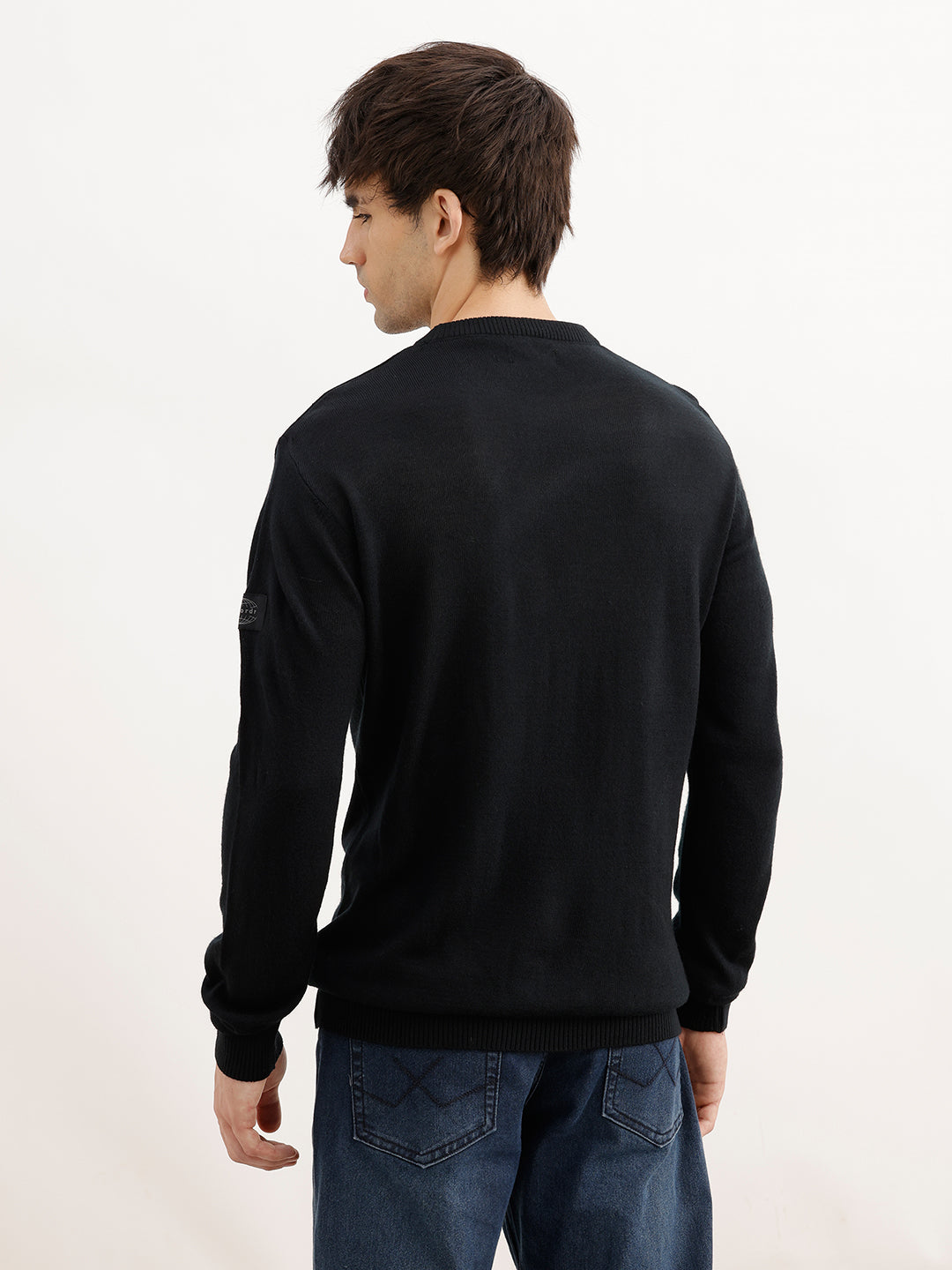 Solid Regular Fit Knitted Sweater | Black | WSW02FSRE1024W