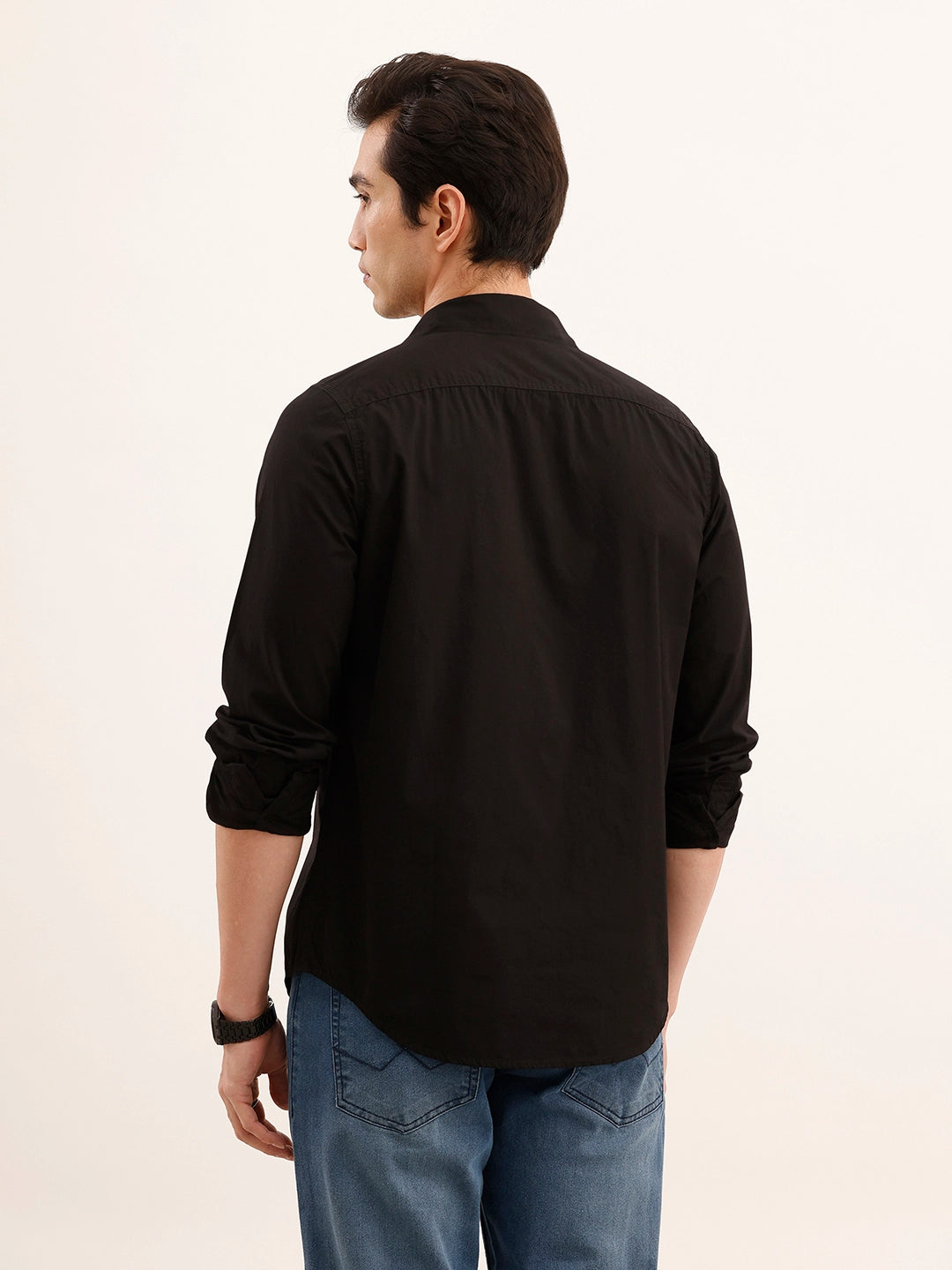 Classic Regular Fit Solid Shirt | Black