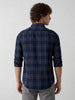 Men's casual checkered pattern slim fit shirt | Navy Blue