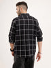 Slim Fit Double Pocket Checkered Shirt | Black