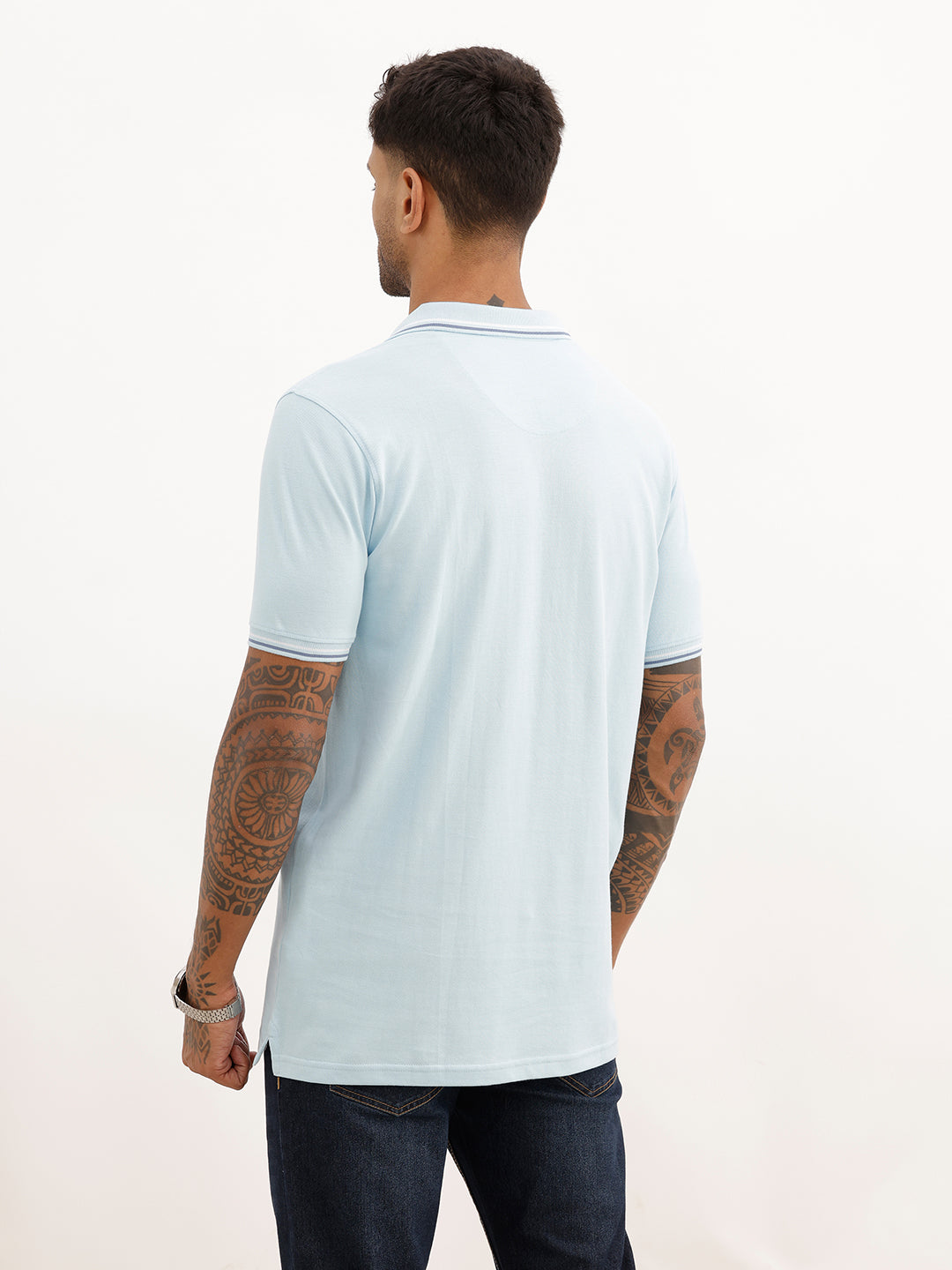 Slim Fit Tipping Collar Polo T-Shirt | Light Blue